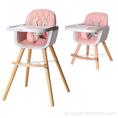 Cadeira alta de madeira ajustável para bebê para criança